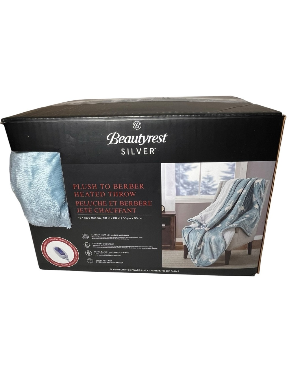 Beautyrest Silver Plush to Berber Heated Throw
dual-sided electric blanket